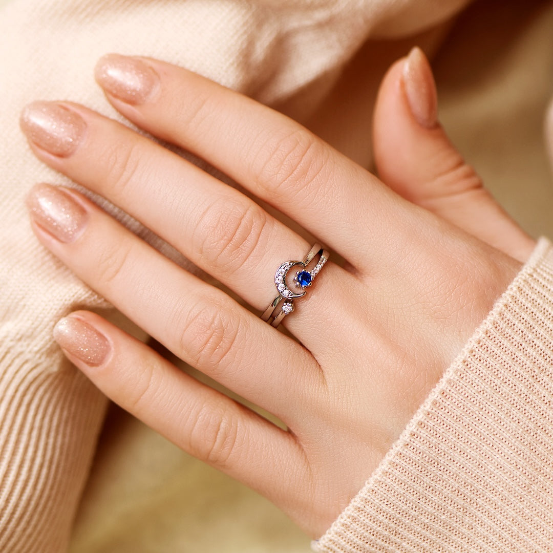 Moon and Star Stackable Ring