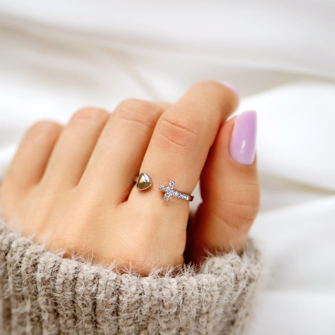 To My Daughter - Heart and Cross Ring