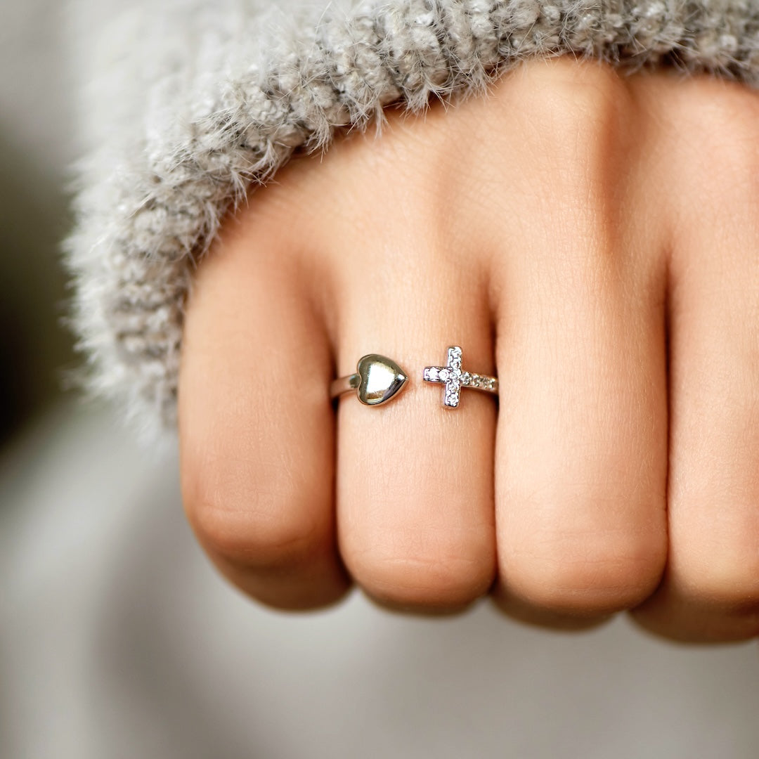 To My Daughter - Heart and Cross Ring