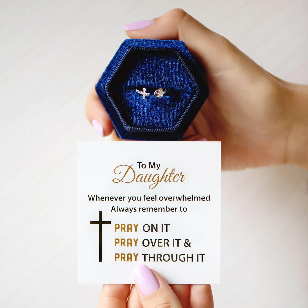 To My Daughter - Heart and Cross Ring
