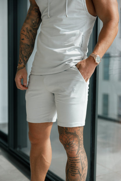 Stylish Light Grey Elasticated Shorts for Father & Sons - FSH899