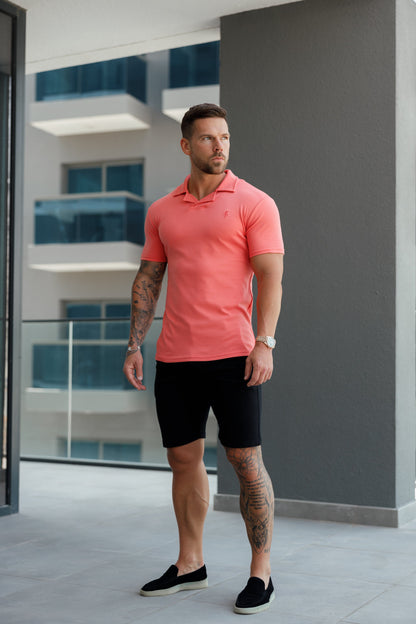 Stylish Coral Revere Collar Polo Shirt for a Timeless Look - FSH1066 by Father Sons
