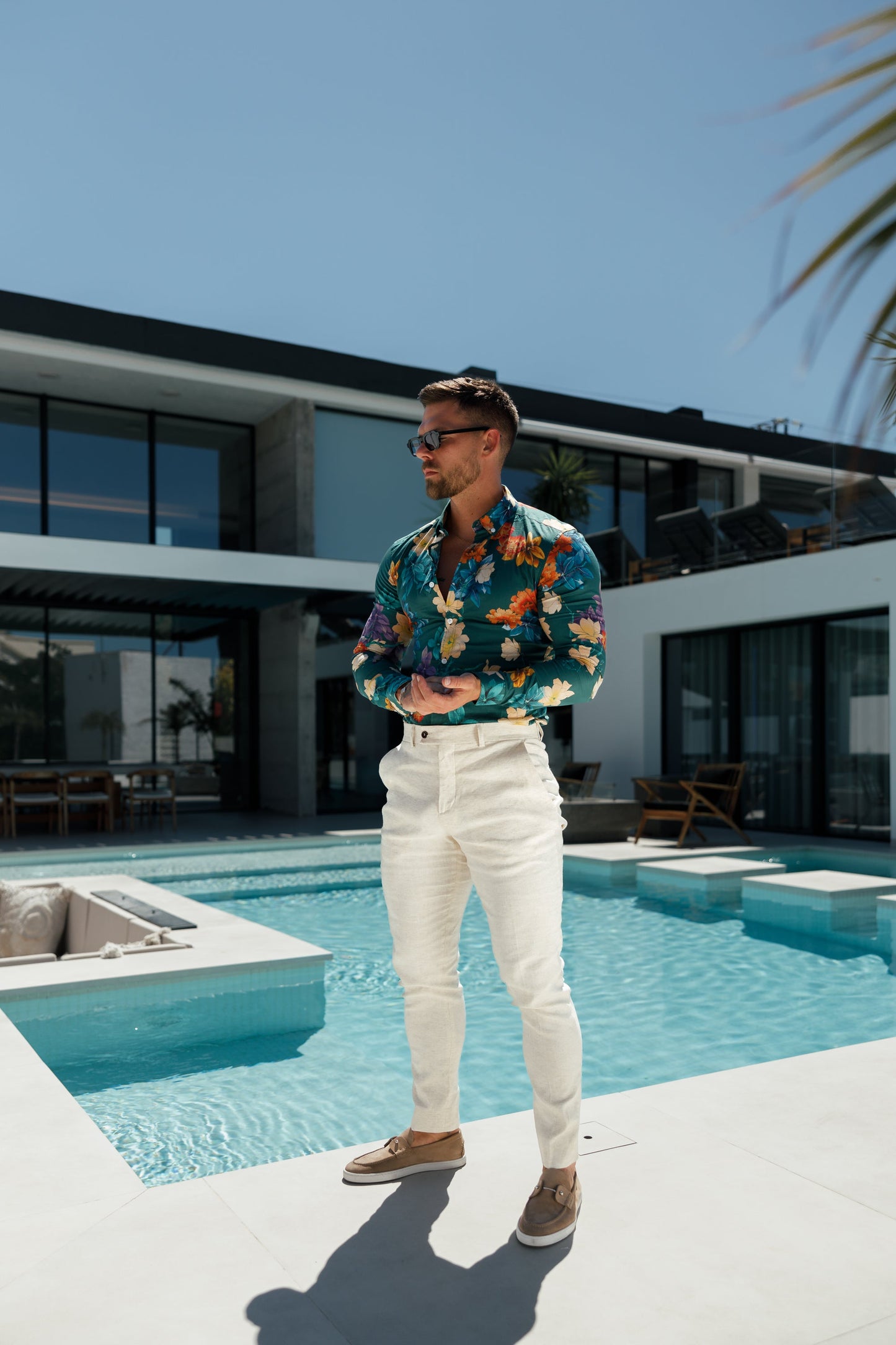 Elevate Your Style with Father Sons Slim Fit Cream Linen Trousers Featuring Belt Loops - FST019