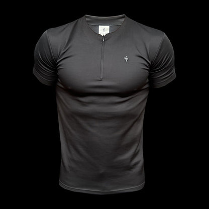 Elevate Your Style with the Father Sons Black Scuba Crew T-Shirt Featuring Zip Detail - FSH1031