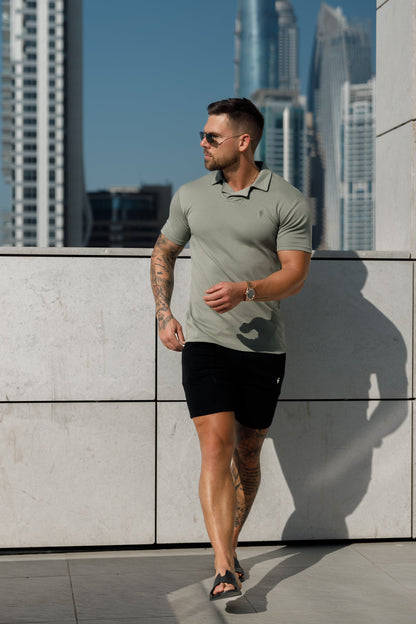 Elevate Your Style with the Father Sons Timeless Olive Polo Shirt Featuring a Chic Revere Collar - FSH1065