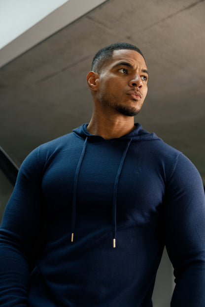 Elevate Your Style with the Father Sons Navy Knitted Overhead Hoodie - FSN116