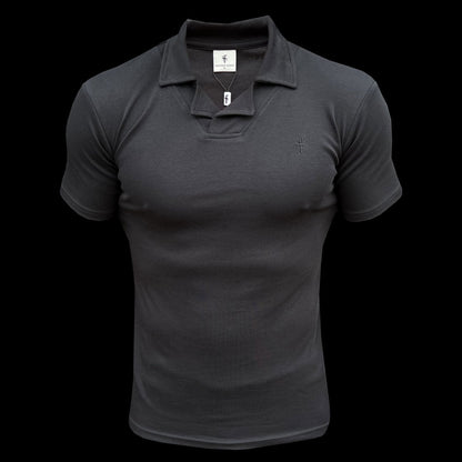 Timeless Classic Black Polo Shirt with Elegant Revere Collar - FSH1060 by Father Sons