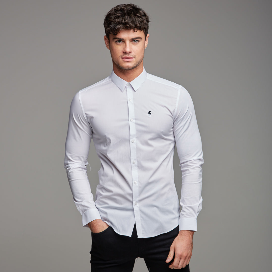 Elevate Your Style with Father Sons Super Slim Stretch Classic White Shirt - FS099
