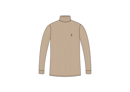 Timeless Beige Ribbed Roll-Neck Sweater for Men - FSH959 by Father Sons