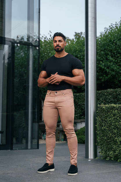 Elevate Your Style with FS Slim Fit Stretch Coffee Sateen Trousers - FSH1146