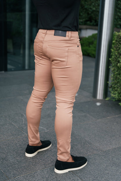 Elevate Your Style with FS Slim Fit Stretch Coffee Sateen Trousers - FSH1146