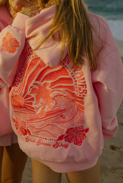 Oversized “Shell-Pink” Embroidered Hoodie