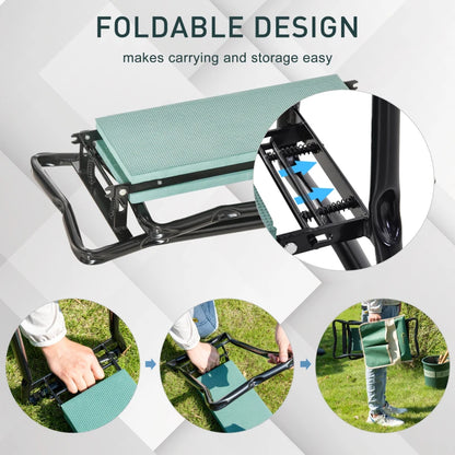Folding Garden Bench With Tool Pouch