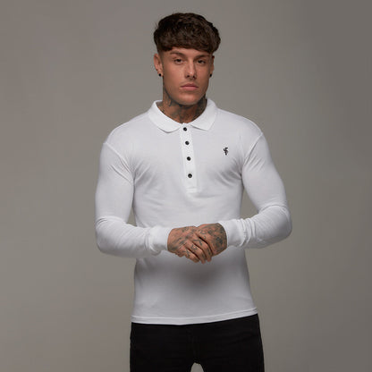 Elevate Your Wardrobe with the Father Sons Elegant Long Sleeve White Polo - FSH039