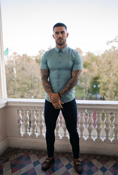 Stylish Slim Fit Navy Sateen Trousers for the Modern Gentleman - Father Sons FSH406