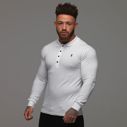 Elevate Your Wardrobe with the Father Sons Elegant Long Sleeve White Polo - FSH039