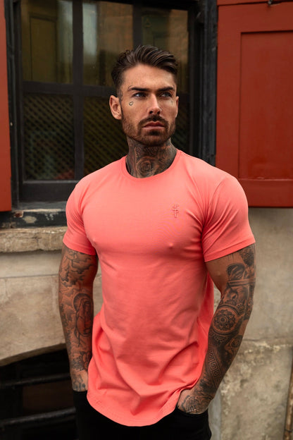 Elevate Your Wardrobe with the Father Sons Classic Coral Curved Hem Crew T-Shirt - FSH991