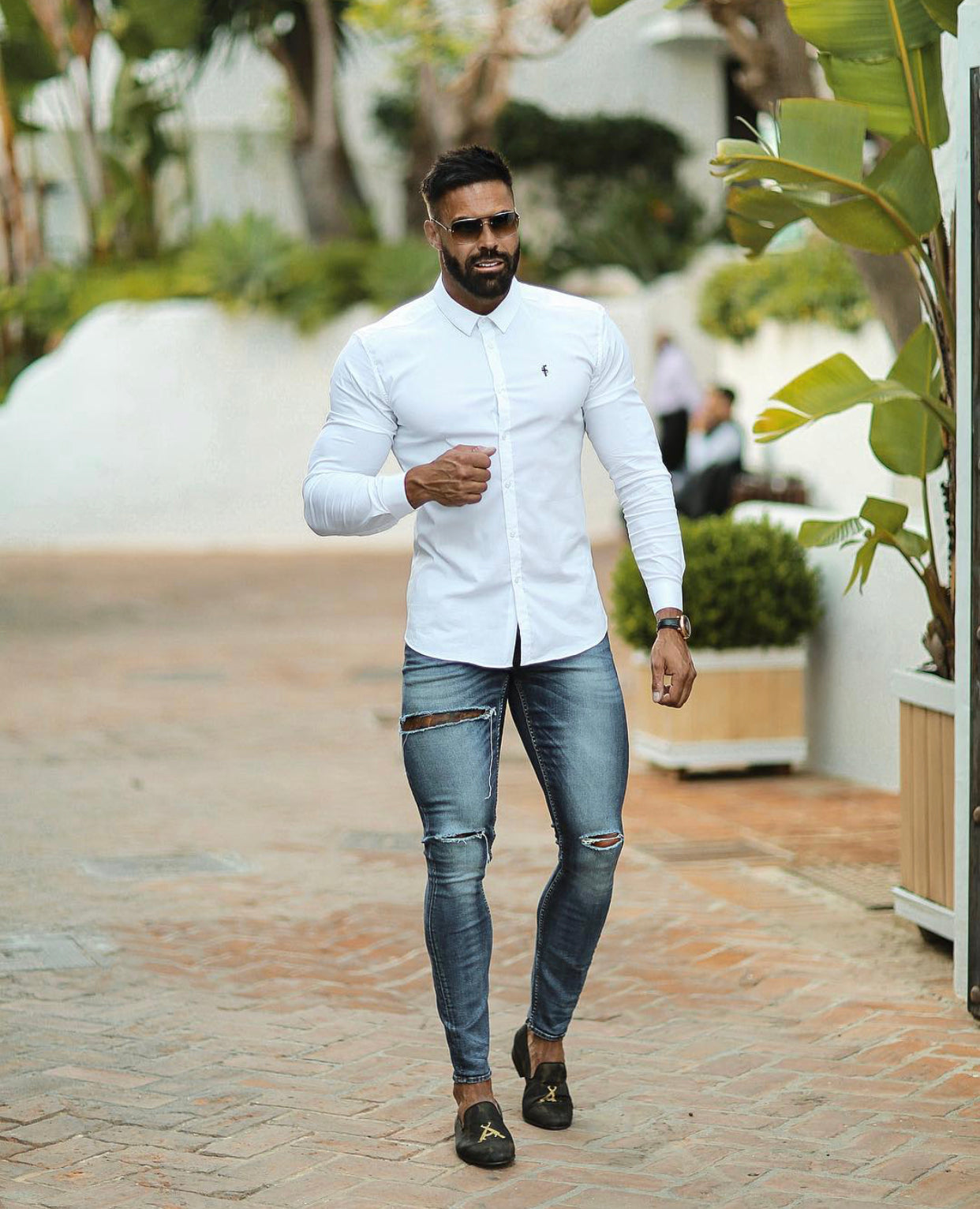 Elevate Your Style with Father Sons Super Slim Stretch Classic White Shirt - FS099