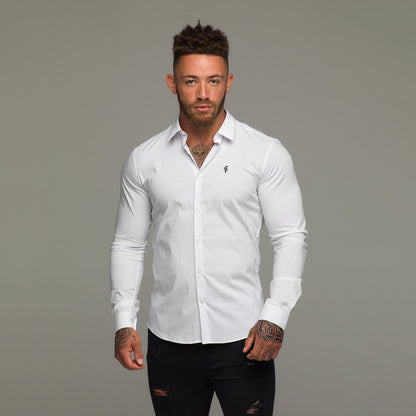 Elevate Your Style with Father Sons Super Slim Stretch Classic White Shirt - FS099