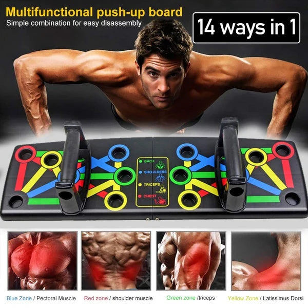 Tabla de flexiones para entrenamiento de abdominales 12 en 1