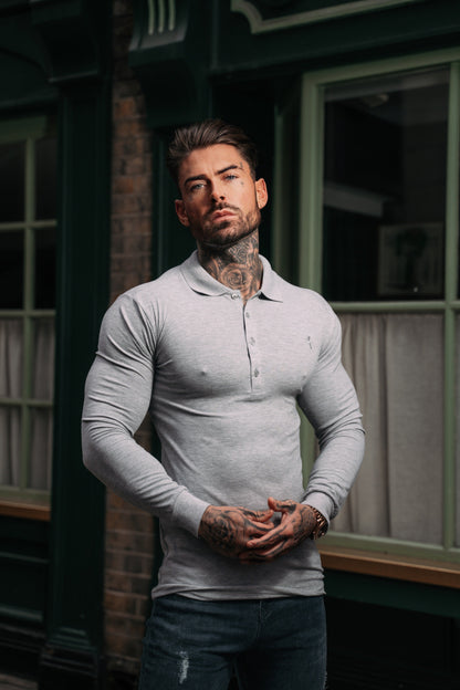 Elevate Your Style with the Father Sons Light Grey Tonal Long Sleeve Polo - FSH859