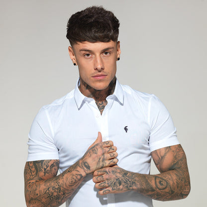 Father Sons Ultra-Slim Stretch Classic White Short Sleeve Shirt - FS126