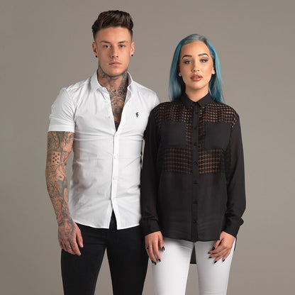 Father Sons Ultra-Slim Stretch Classic White Short Sleeve Shirt - FS126