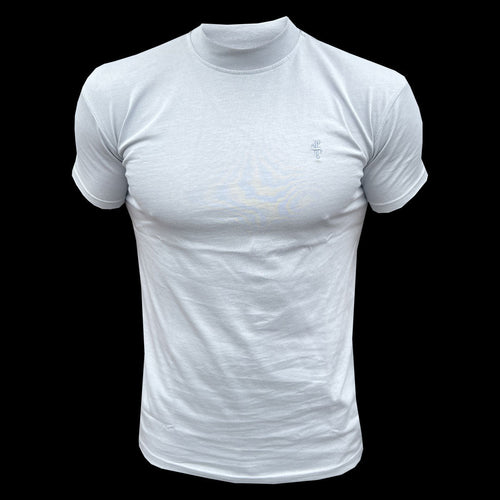 Elevate Your Wardrobe with Our Light Grey Ribbed High Neck Short Sleeve Top - FSH1142