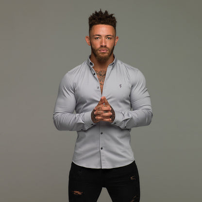 Father Sons Super Slim Stretch Grey Denim Long Sleeve Shirt - Elevate Your Style with FS209