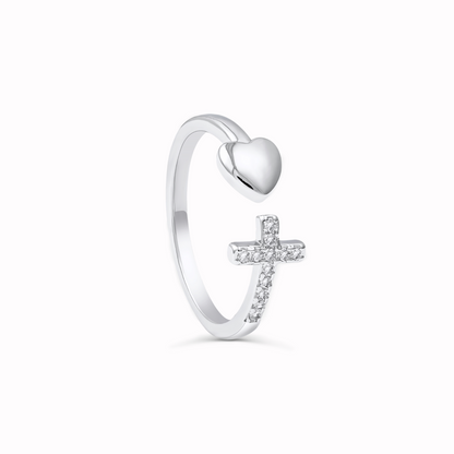 To My Daughter - Heart and Cross Ring