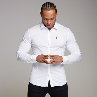 Elevate Your Style with Father Sons Super Slim Stretch Classic White Shirt - FS099