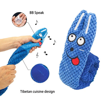 Comedero interactivo de peluche con sonido chirriante para perros 
