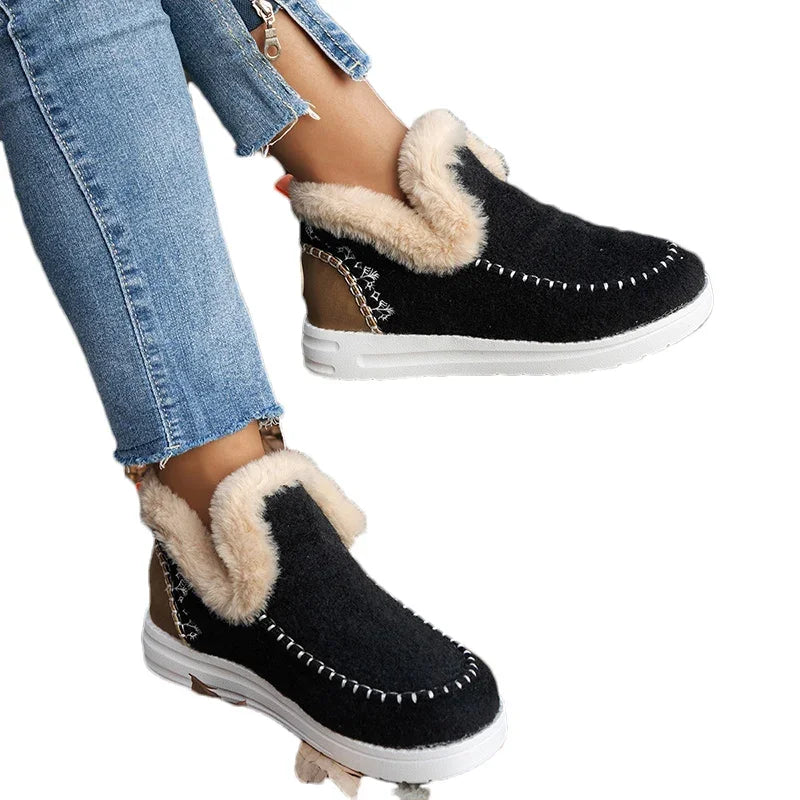 Winter Flats Women Snow Ankle Boots