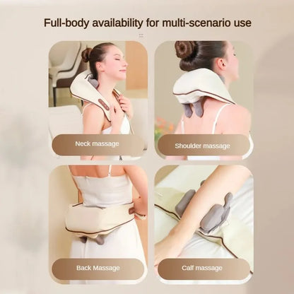 Wireless Electric Shiatsu Neck and Back Massager Soothing Heat Deep Tissue 5D Kneading Massage Pillow Shoulder Leg Body - zencartoria