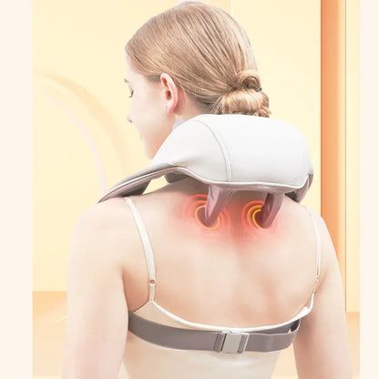 Wireless Electric Shiatsu Neck and Back Massager Soothing Heat Deep Tissue 5D Kneading Massage Pillow Shoulder Leg Body - zencartoria