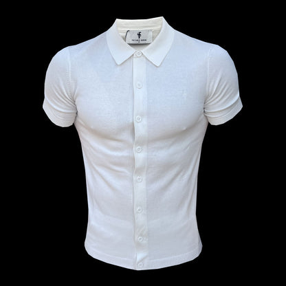 Elevate Your Style with the Father Sons Off White Short Sleeve Knitted Polo - FSN165