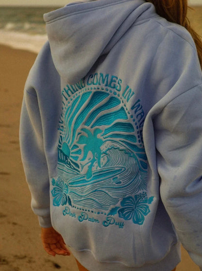Oversized “Shell-Pink” Embroidered Hoodie