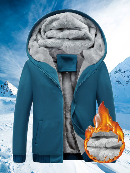 Cozy Color Block Fleece Hooded Jacket -