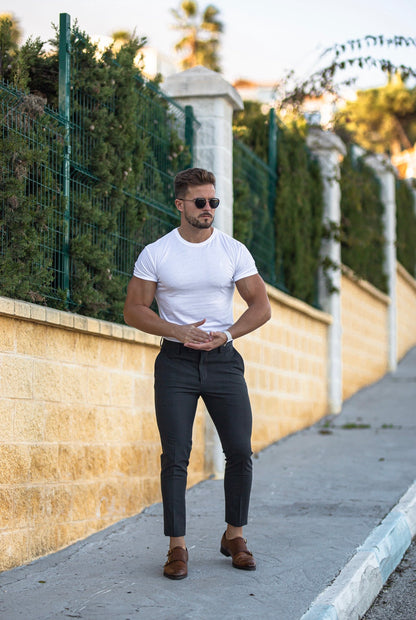 Elevate Your Style with the Father Sons Premium White Bamboo Crew Neck T-Shirt - FSH576