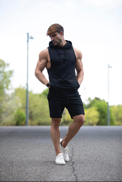 Stylish Father Sons Black Stretch Shorts - FSJS656