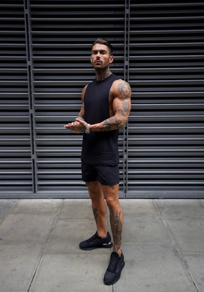 Elevate Your Style with the Father Sons Classic Black Bamboo Dropped Armhole Vest - FSH818