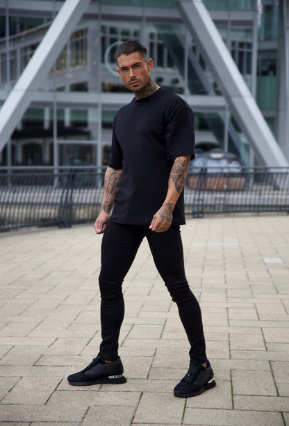 Elevate Your Wardrobe with the Father Sons Premium Black Oversized Crew T-Shirt - FSH832