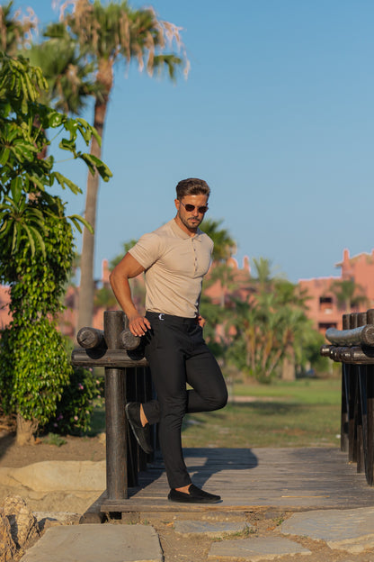 Elevate Your Style: Father Sons Slim Fit Black Stretch Trousers with Chic Silver Waist Adjusters - Pre-Order Now for September 19th!