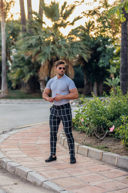 Elevate Your Style with the Father Sons Classic Light Grey & Silver Zip Polo Shirt - FSH813