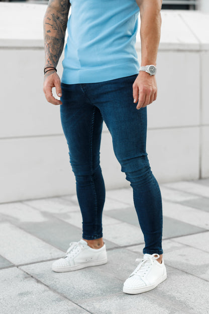 Elevate Your Style with Father Sons Ultra Stretch Navy Slim Fit Jeans - FSJEAN001