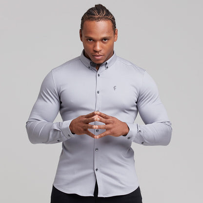 Father Sons Super Slim Stretch Grey Denim Long Sleeve Shirt - Elevate Your Style with FS209