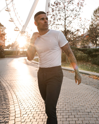 Elevate Your Style with the Father Sons Premium White Bamboo Crew Neck T-Shirt - FSH576