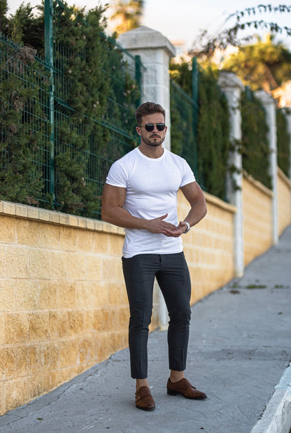 Elevate Your Style with the Father Sons Premium White Bamboo Crew Neck T-Shirt - FSH576