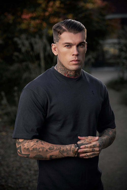 Elevate Your Wardrobe with the Father Sons Premium Black Oversized Crew T-Shirt - FSH832