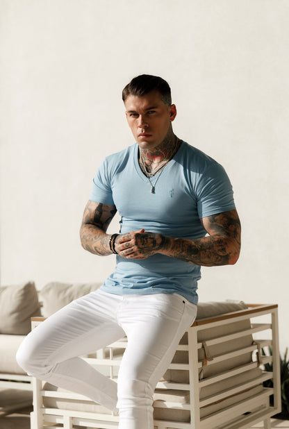 Elevate Your Style with Father Sons Slim Fit Stretch White Sateen Trousers - FSH529